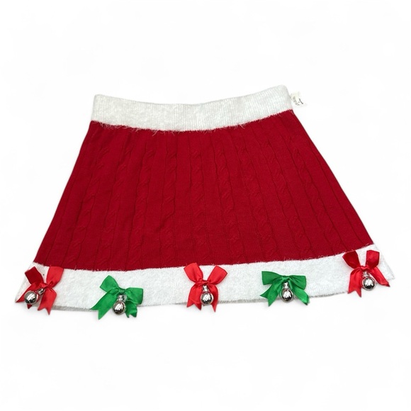 Dresses & Skirts - Holiday Ugly Skirt Red and White Skirt with Bows Size Large NWOT